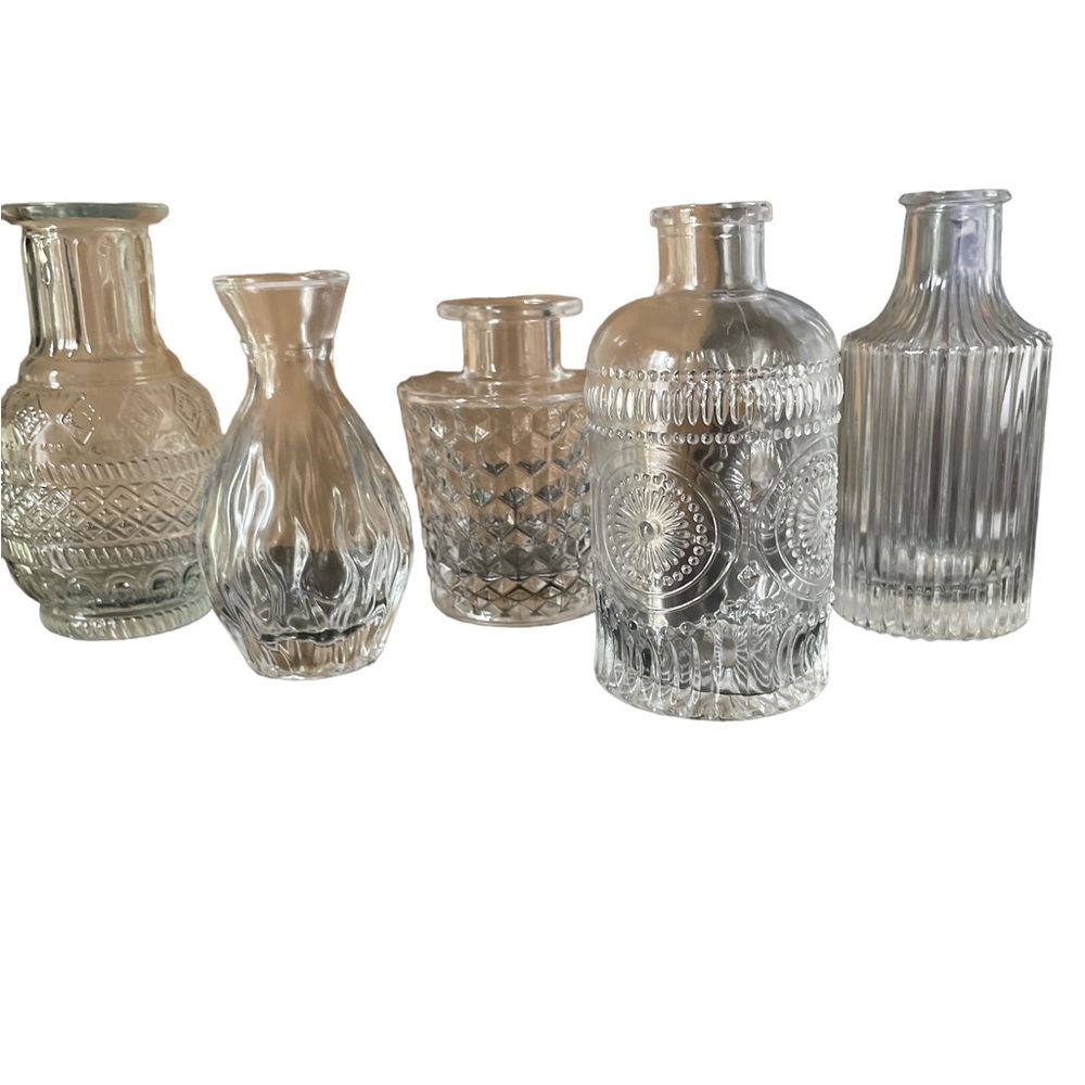Marble Goat Mini Bud Vase Set Clear Glass